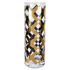 Cylindrical 24-Karat Gold Handmade Italian Glass Vase