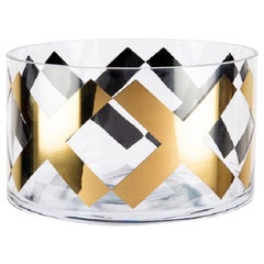Cylindrical 24-Karat Gold Handmade Italian Glass Bowl by Sottsass Associati