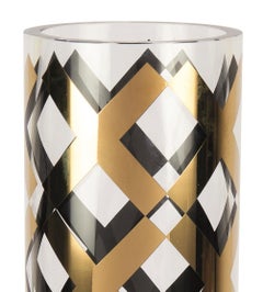 Cylindrical 24-Karat Gold Handmade Italian Glass Vase