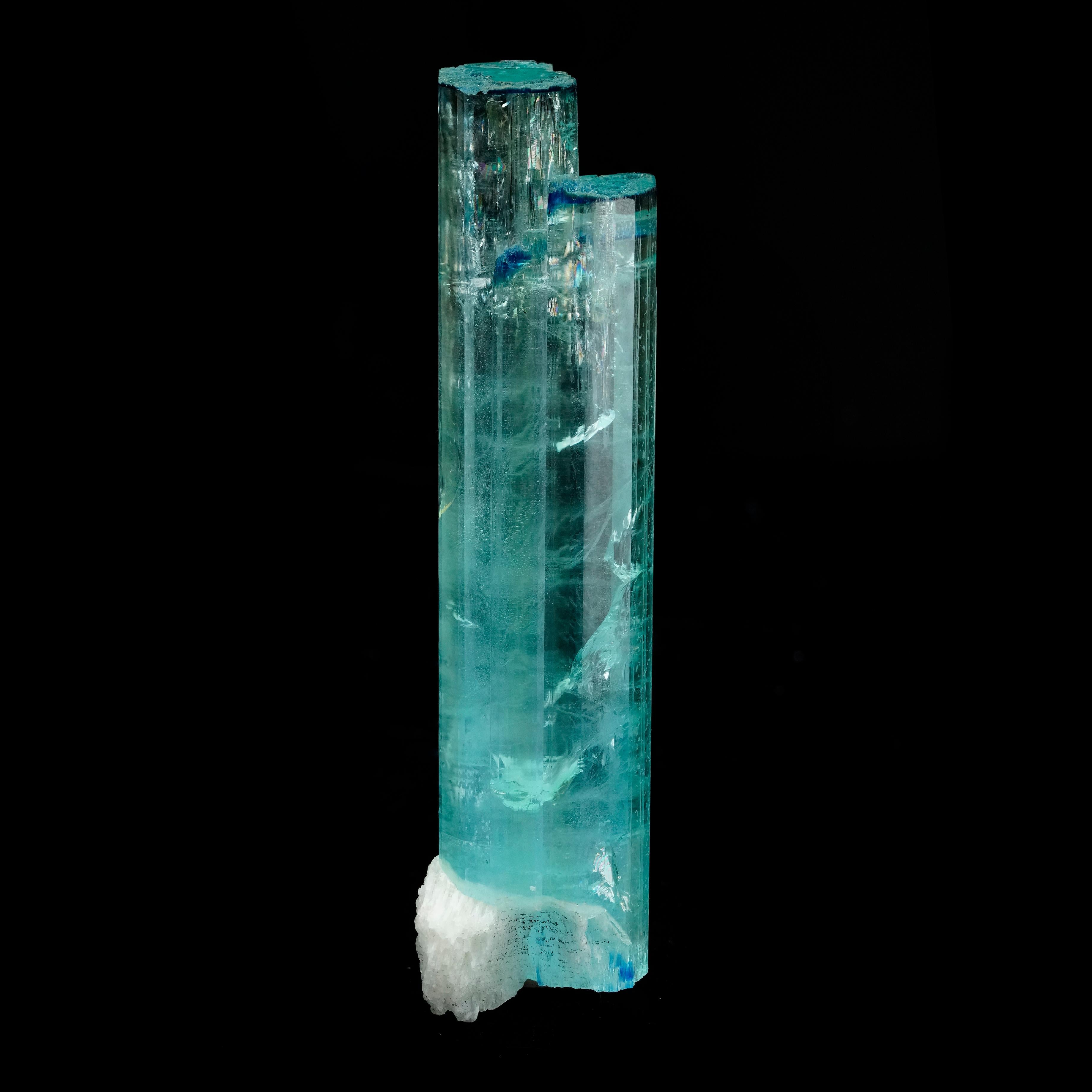 Contemporary Cylindrical Aquamarine with Feldspar For Sale