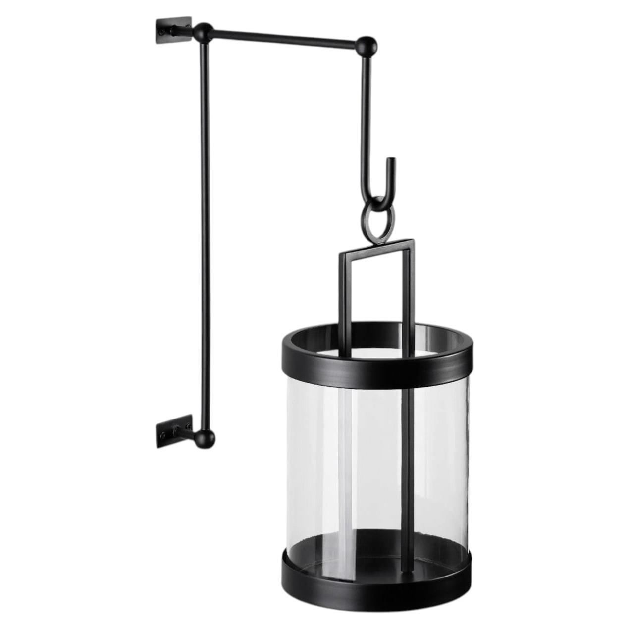 Cylindrical Black Wall Lantern For Sale