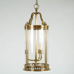 Cylindrical Brass Hall Lantern, with 3 Lights