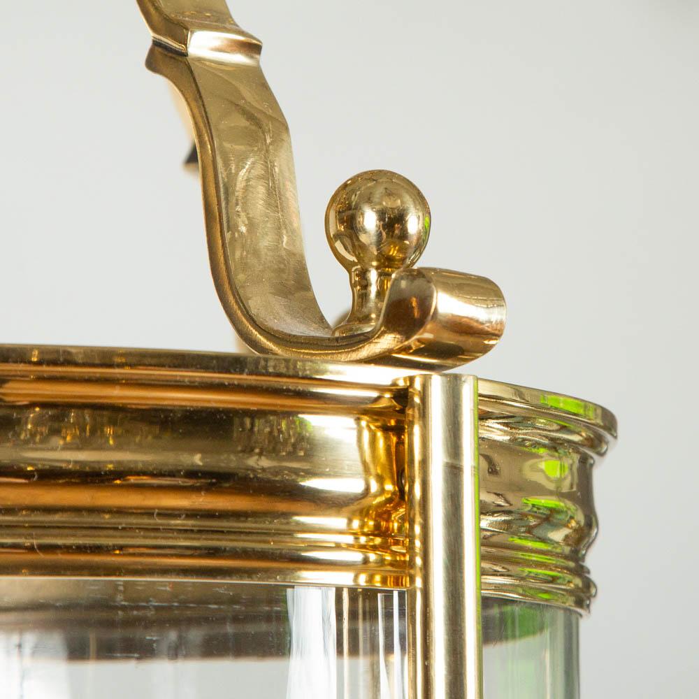 English Cylindrical Brass Hall Lantern, with 3 Lights