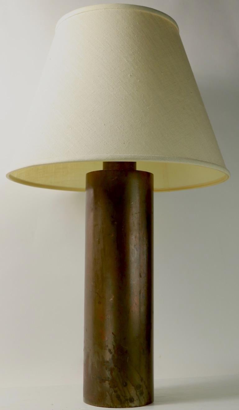 Cylindrical Brass Mid Century Table Lamp For Sale 4