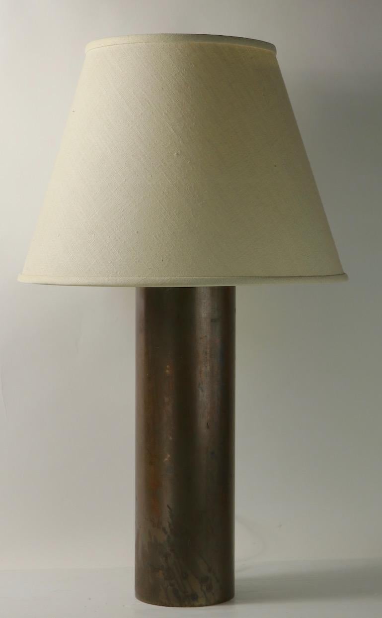 Cylindrical Brass Mid Century Table Lamp For Sale 5