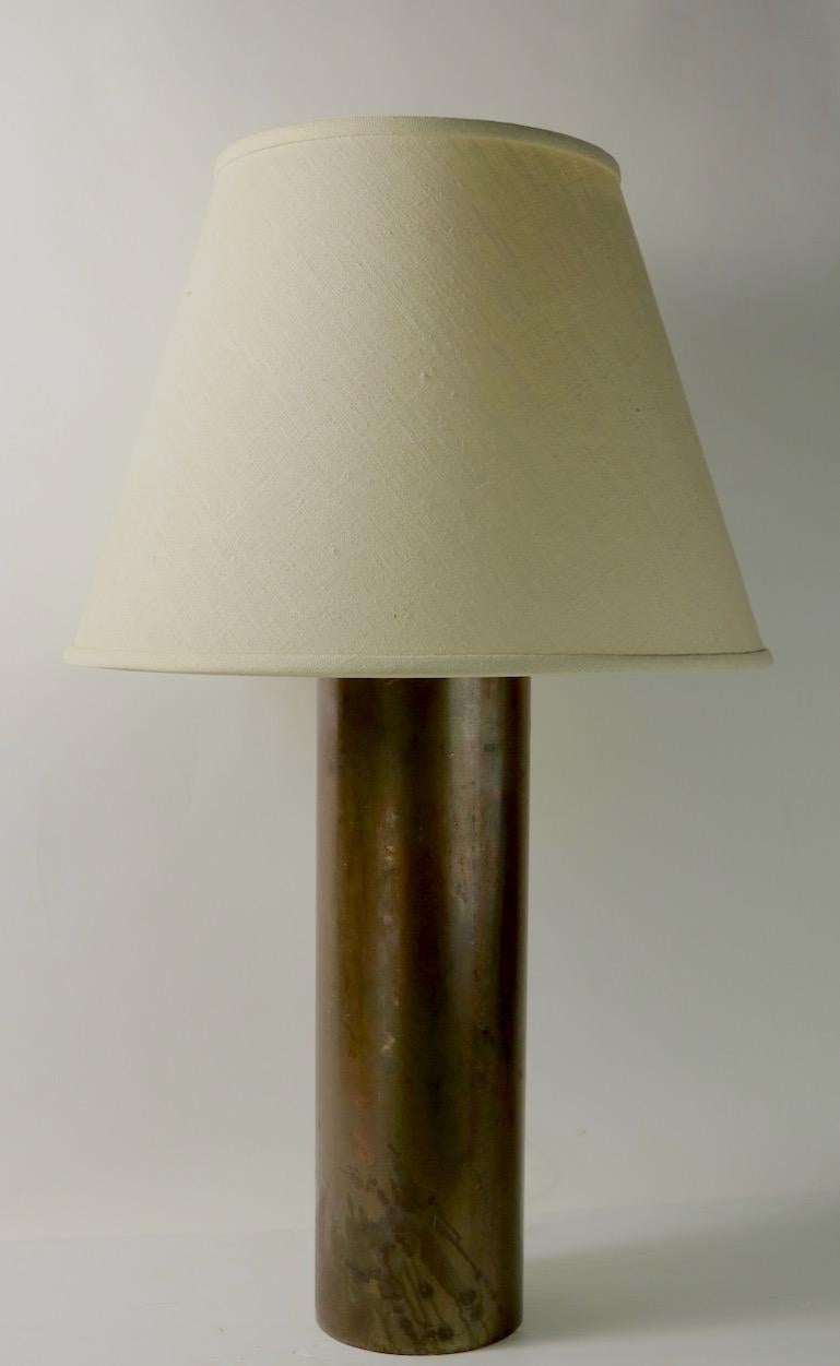 Cylindrical Brass Mid Century Table Lamp For Sale 2