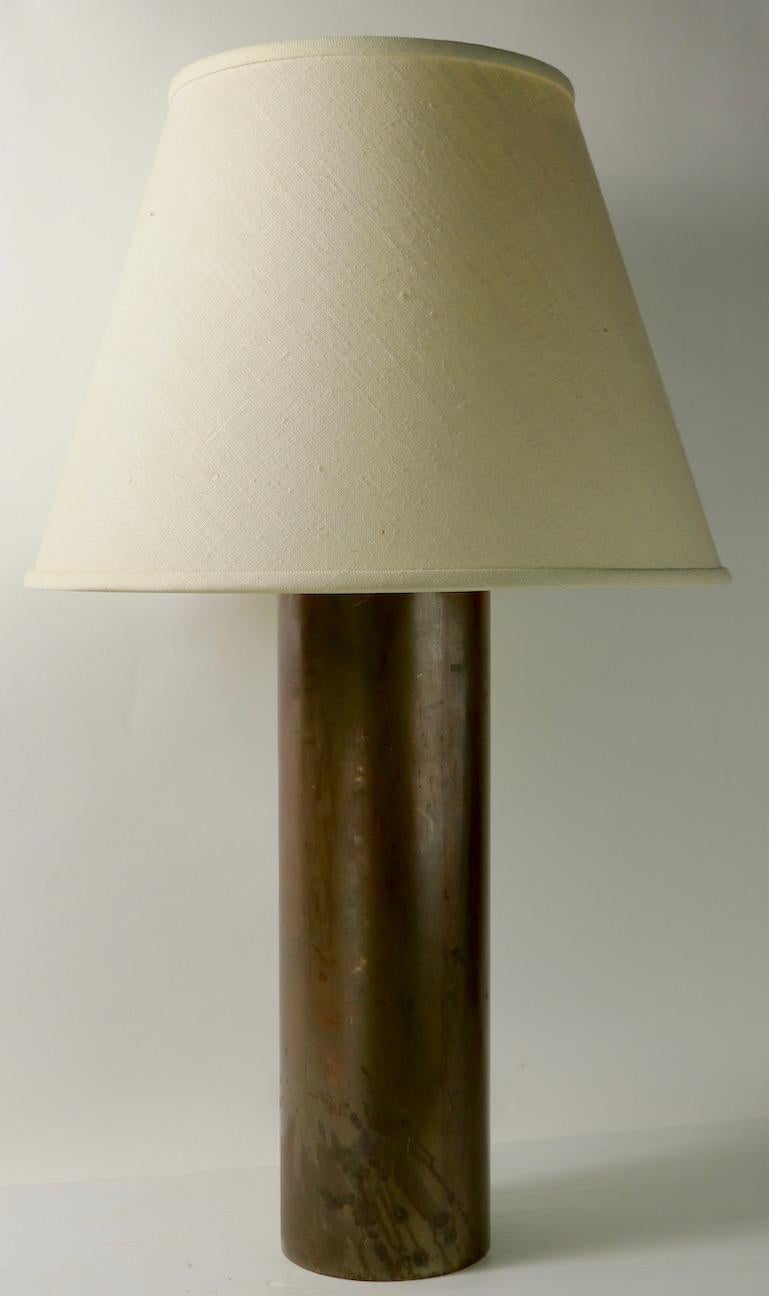 Cylindrical Brass Mid Century Table Lamp For Sale 3