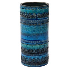 Vintage Cylindrical Ceramic Bitossi Vase Italy. Circa 1960.