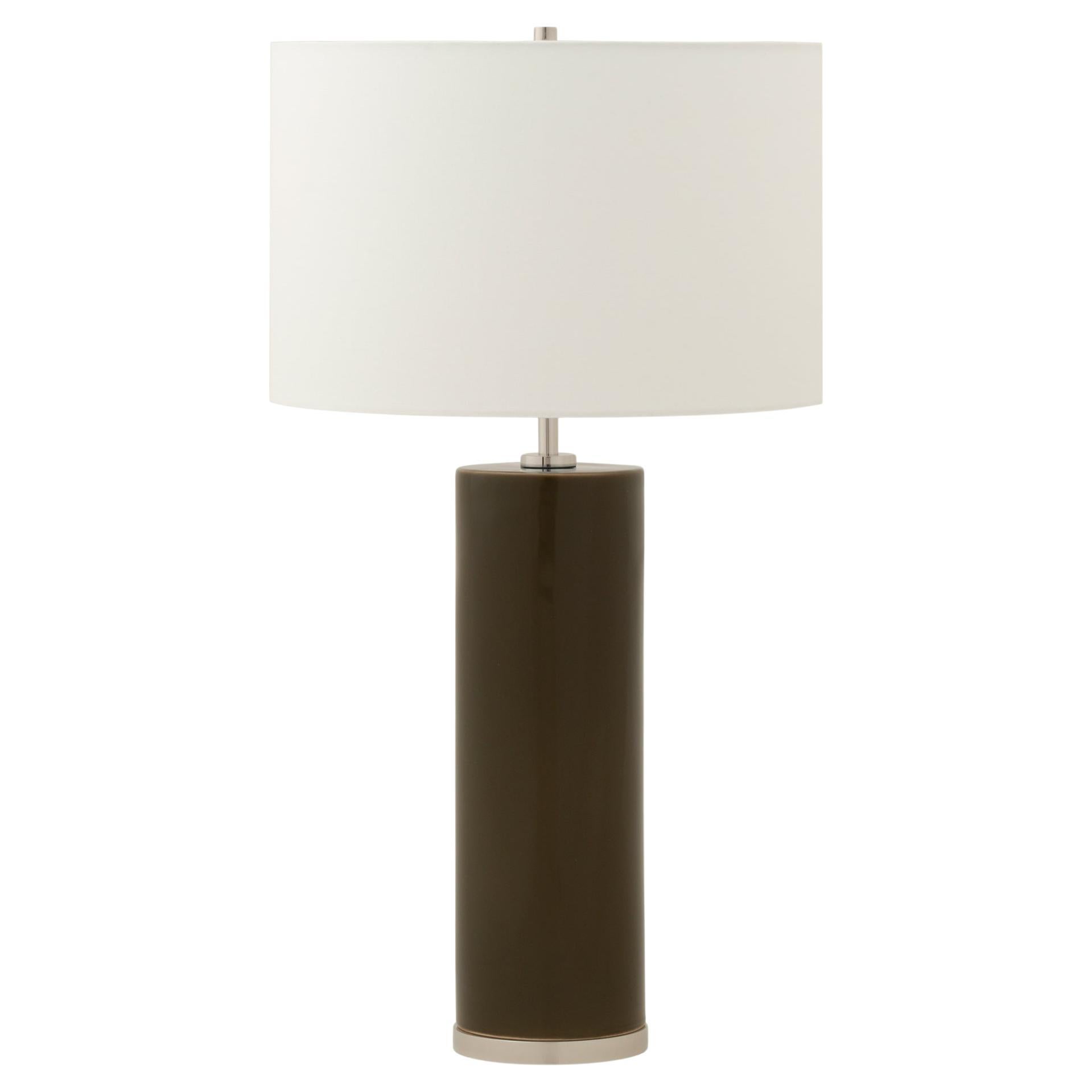 Cylindrical Ceramic Table Lamp For Sale