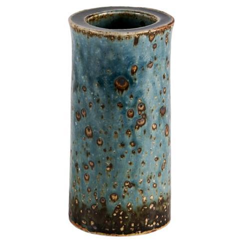 Vase cylindrique en céramique bleue, Marianne Westman pour Rorstrand, Suède, années 1960