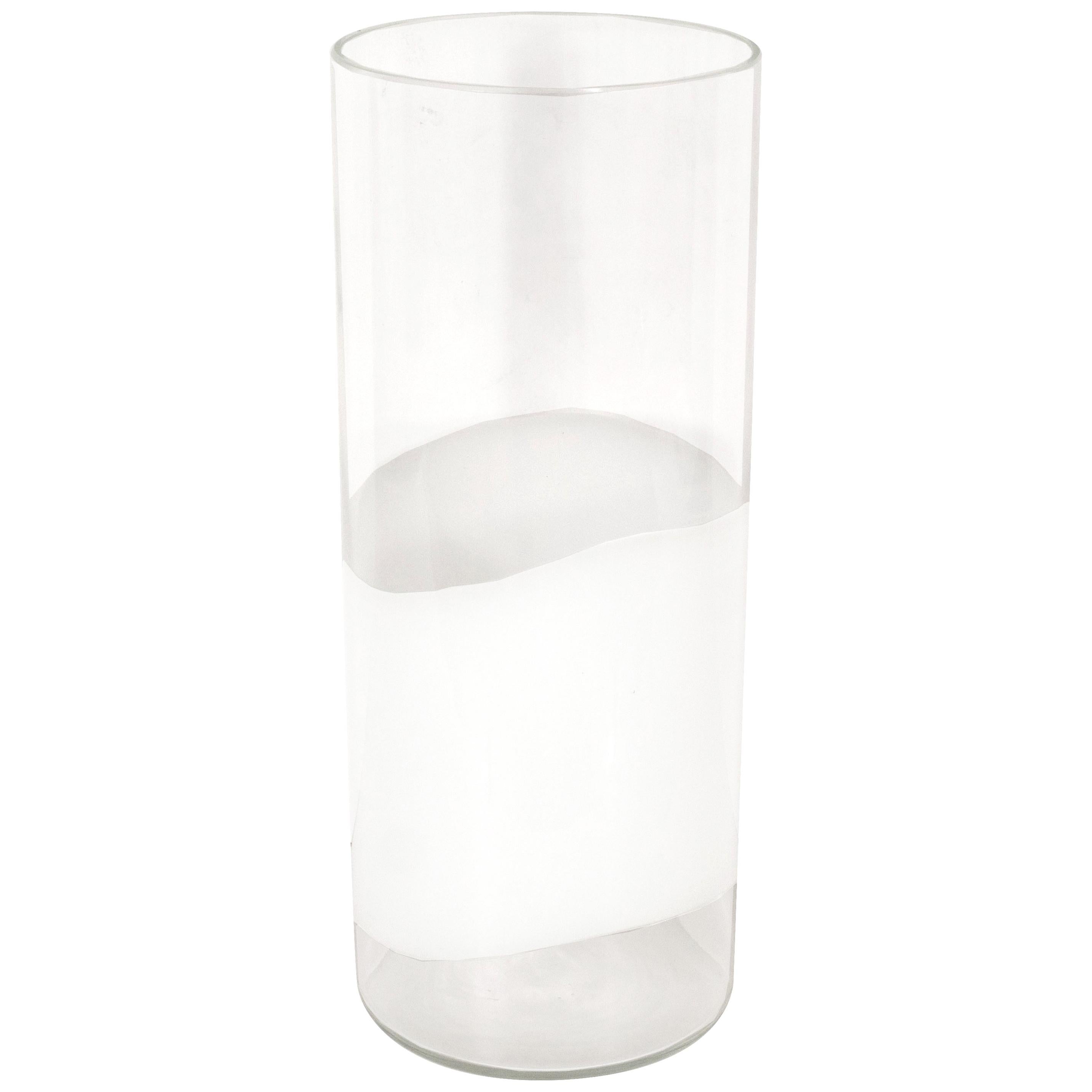 Vase cylindrique transparent de Murano