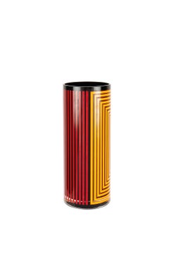 Cylindrical Colored Handmade Italian Glass Vase by Sottsass Associati