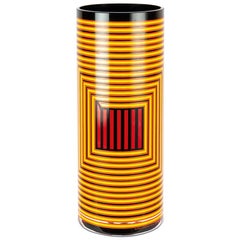 Cylindrical Colored Handmade Italian Glass Vase by Sottsass Associati