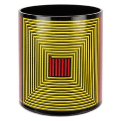 Cylindrical Colored Hand Made Italian Glass Vase by Sottsass Associati