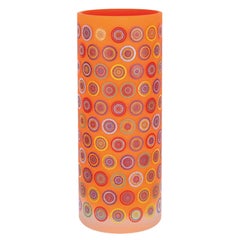 Cylindrical Colored Handmade Italian Glass Vase by Sottsass Associati