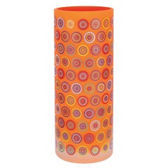 Cylindrical Colored Handmade Italian Glass Vase by Sottsass Associati