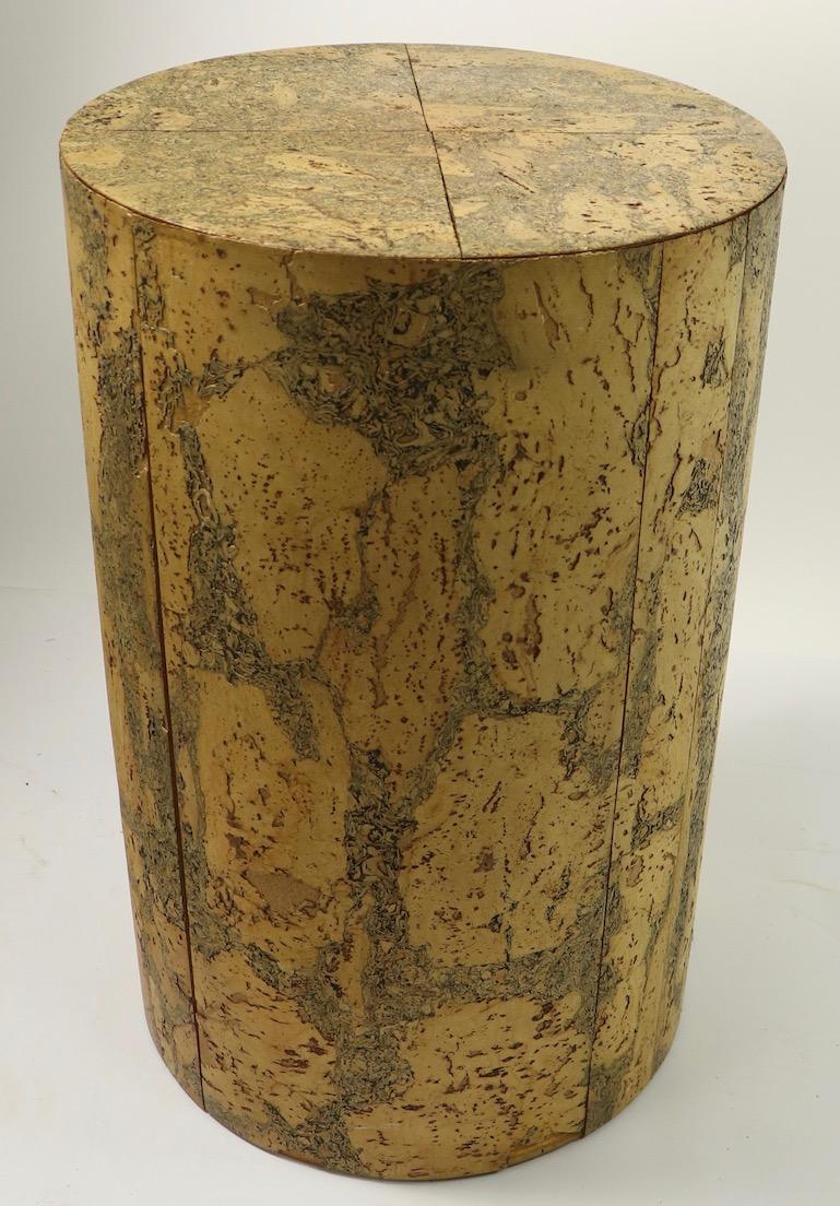 Cylindrical Cork Veneer Pedestal For Sale 5