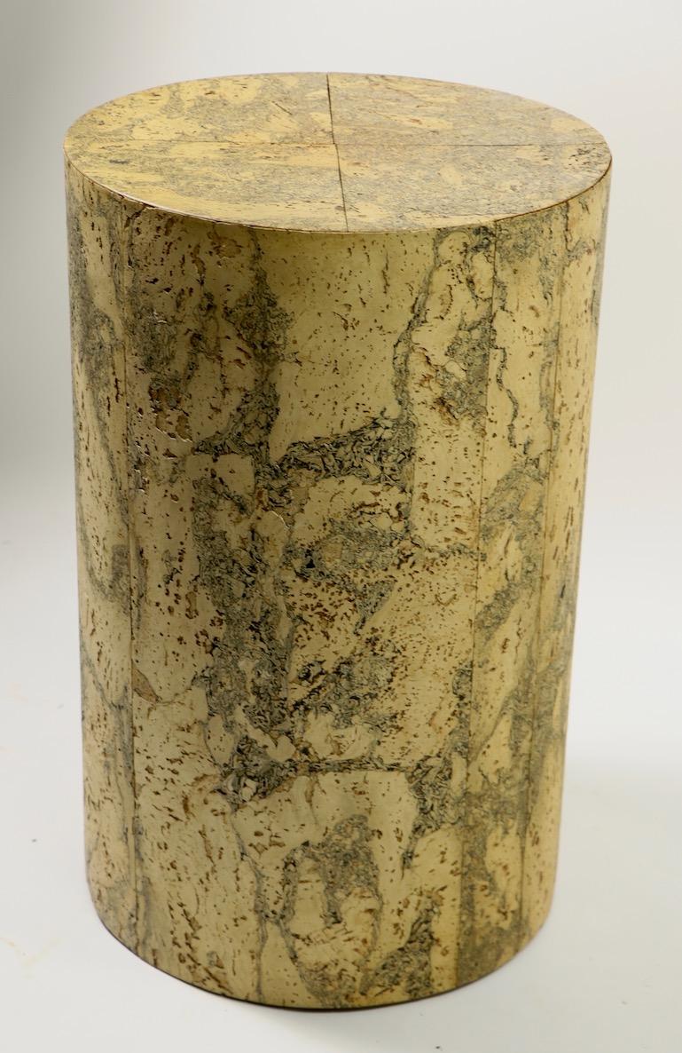Mid-Century Modern Cylindrical Cork Veneer Pedestal For Sale