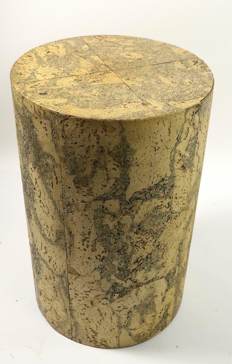 American Cylindrical Cork Veneer Pedestal For Sale
