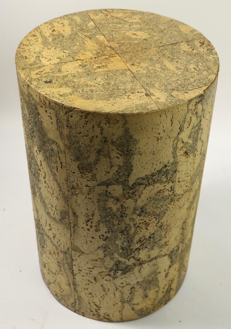 Cylindrical Cork Veneer Pedestal In Good Condition For Sale In New York, NY