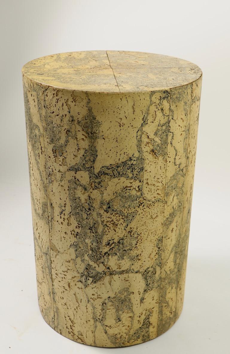 Cylindrical Cork Veneer Pedestal For Sale 2