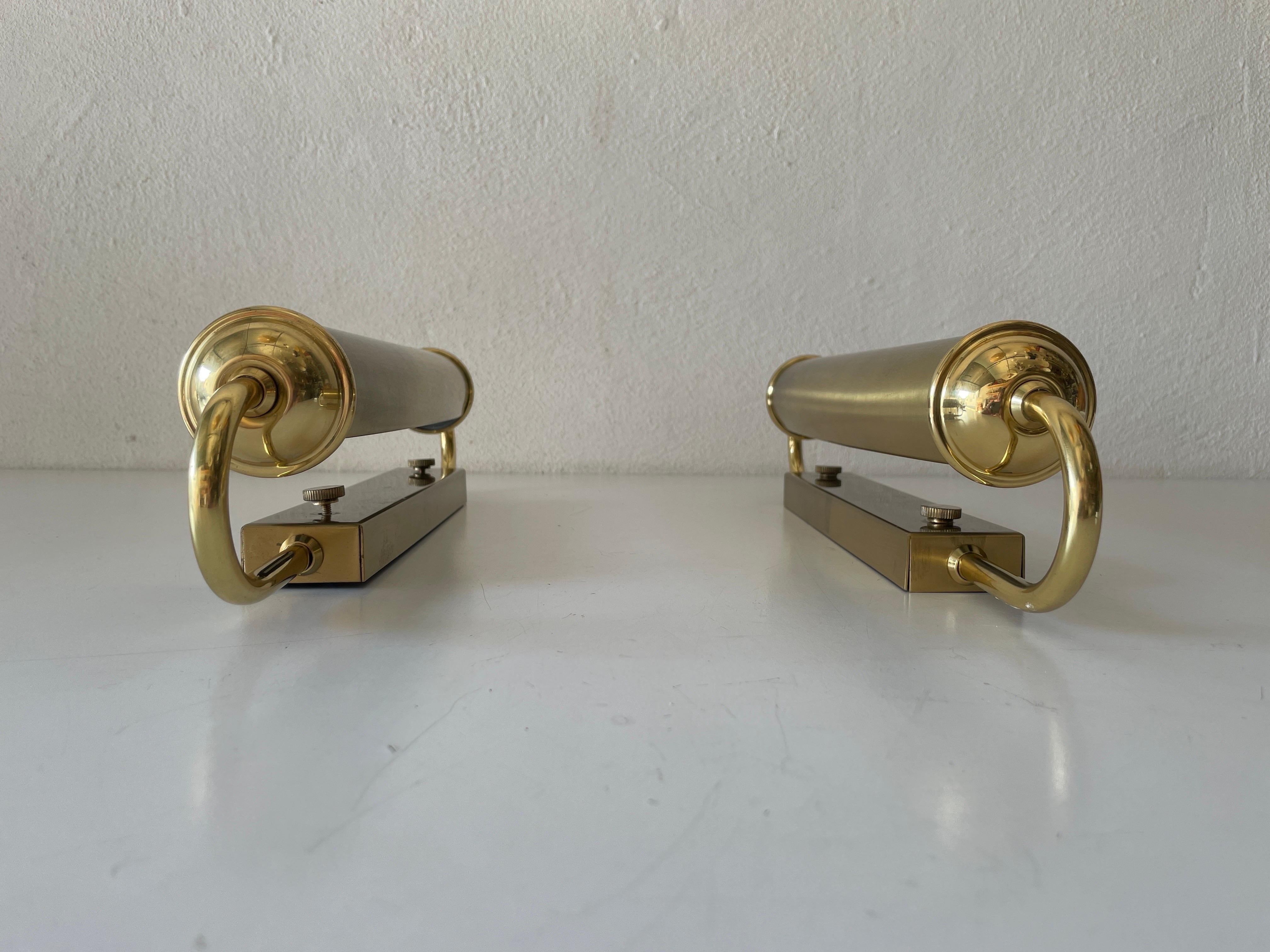 Cylindrical Design Art Deco Style Brass Pair of Sconces, 1960s, Germany 1