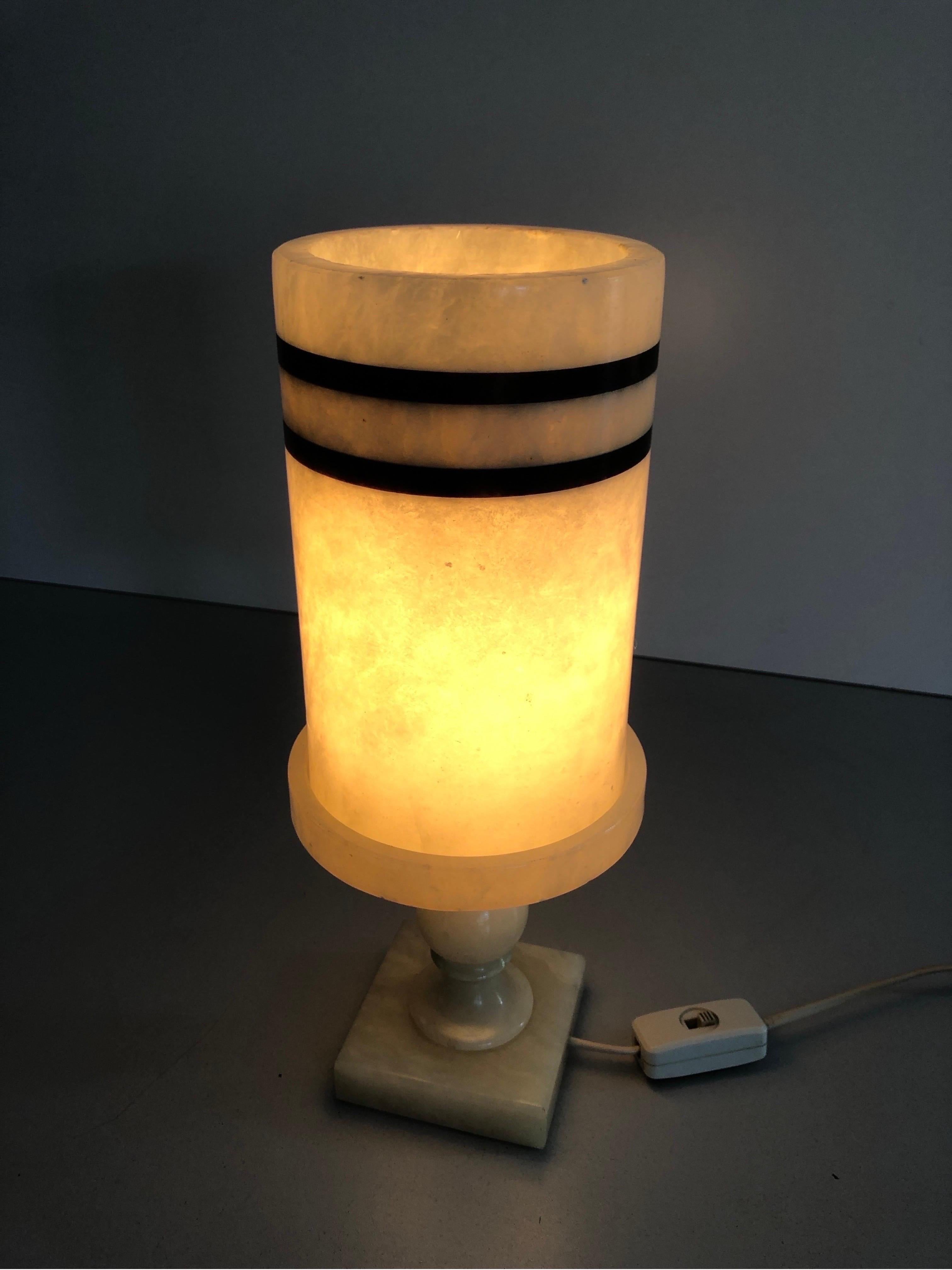 Cylindrical Design Heavy Marble Craft Table Lamp, 1960s, Germany For Sale 5