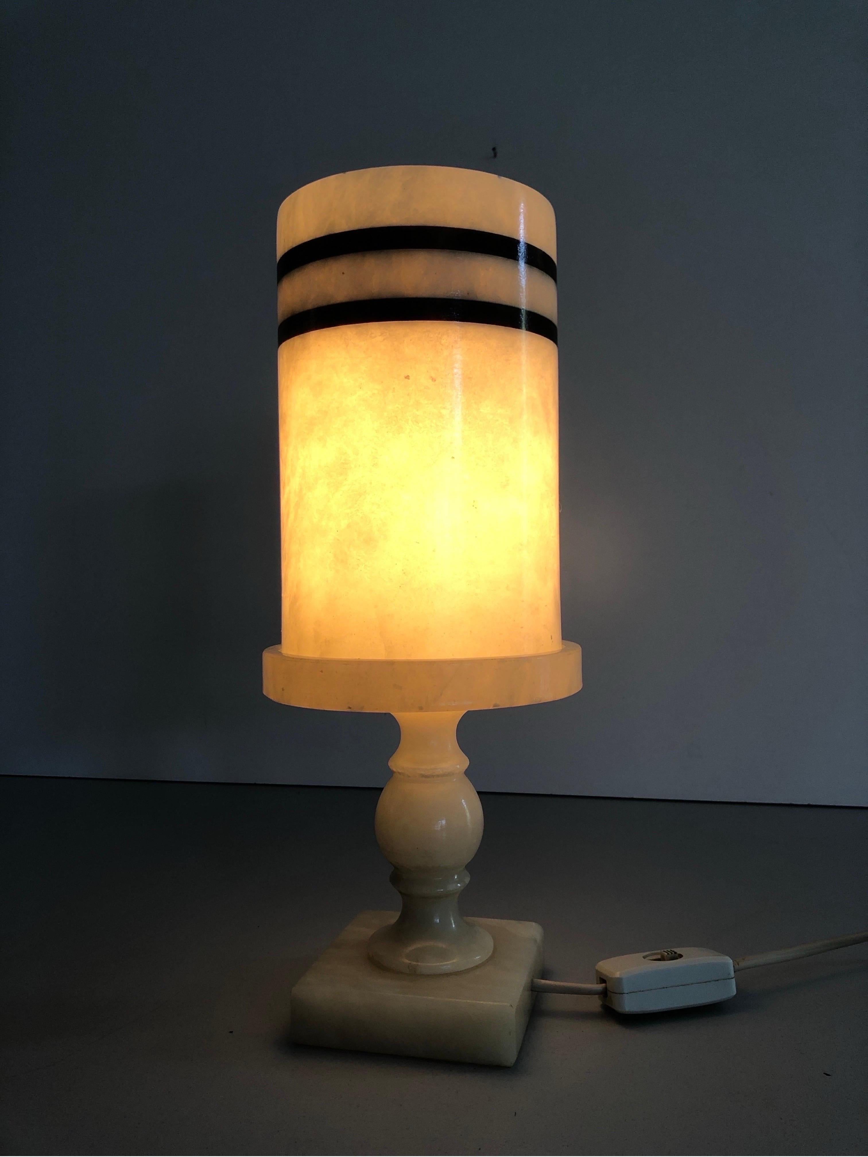 Cylindrical Design Heavy Marble Craft Table Lamp, 1960s, Germany For Sale 6