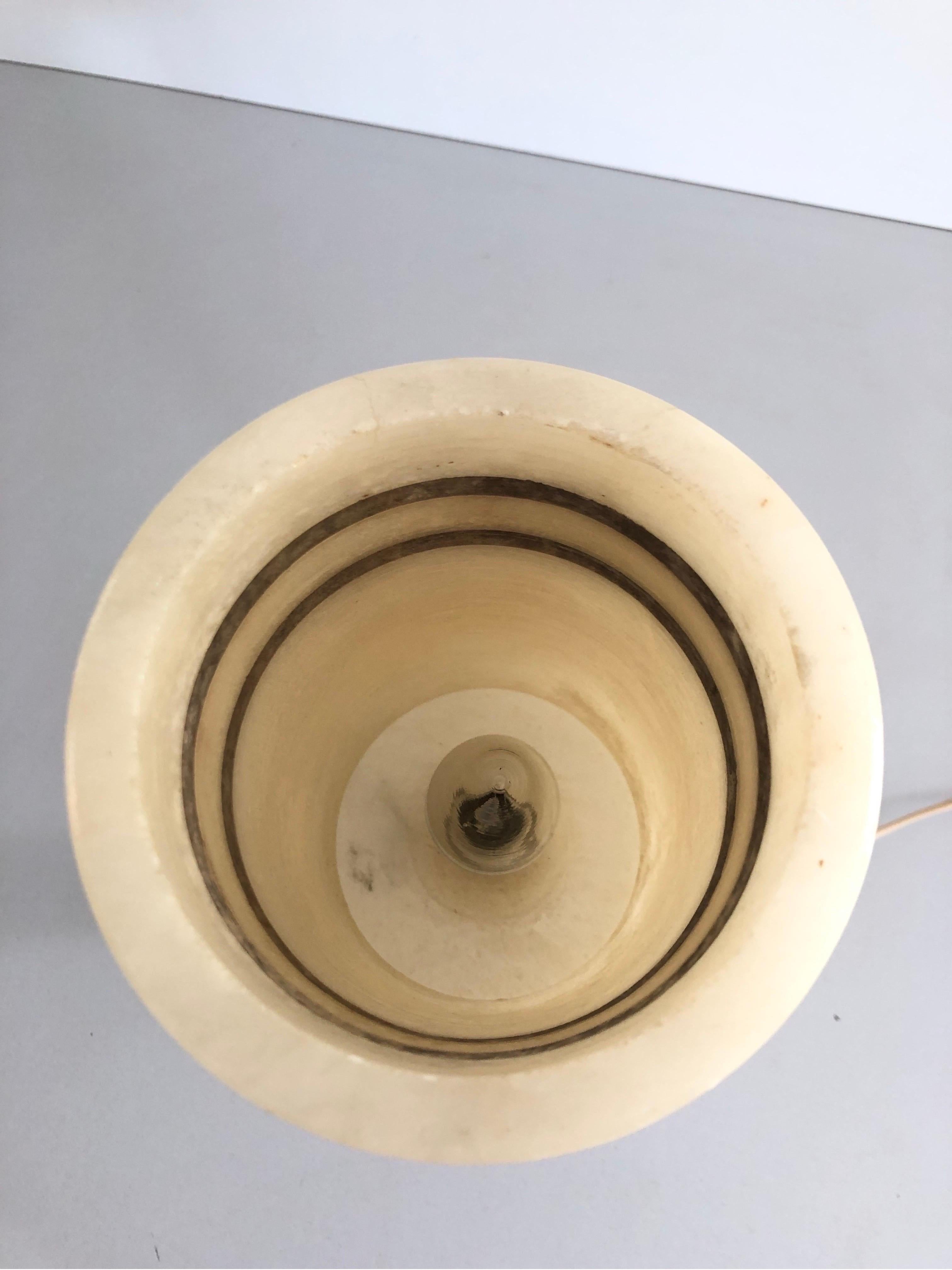 Cylindrical Design Heavy Marble Craft Table Lamp, 1960s, Germany For Sale 2