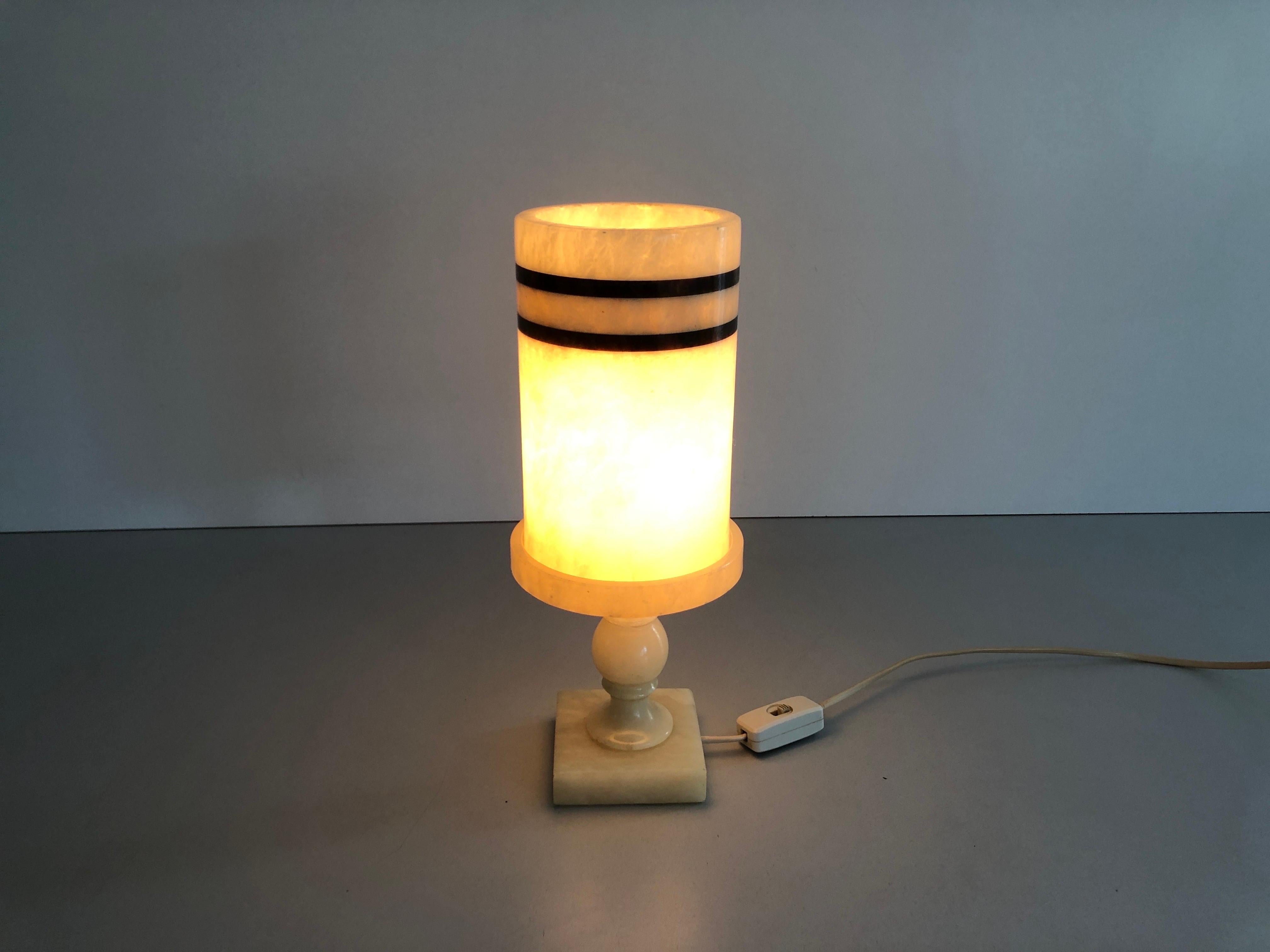Cylindrical Design Heavy Marble Craft Table Lamp, 1960s, Germany For Sale 3