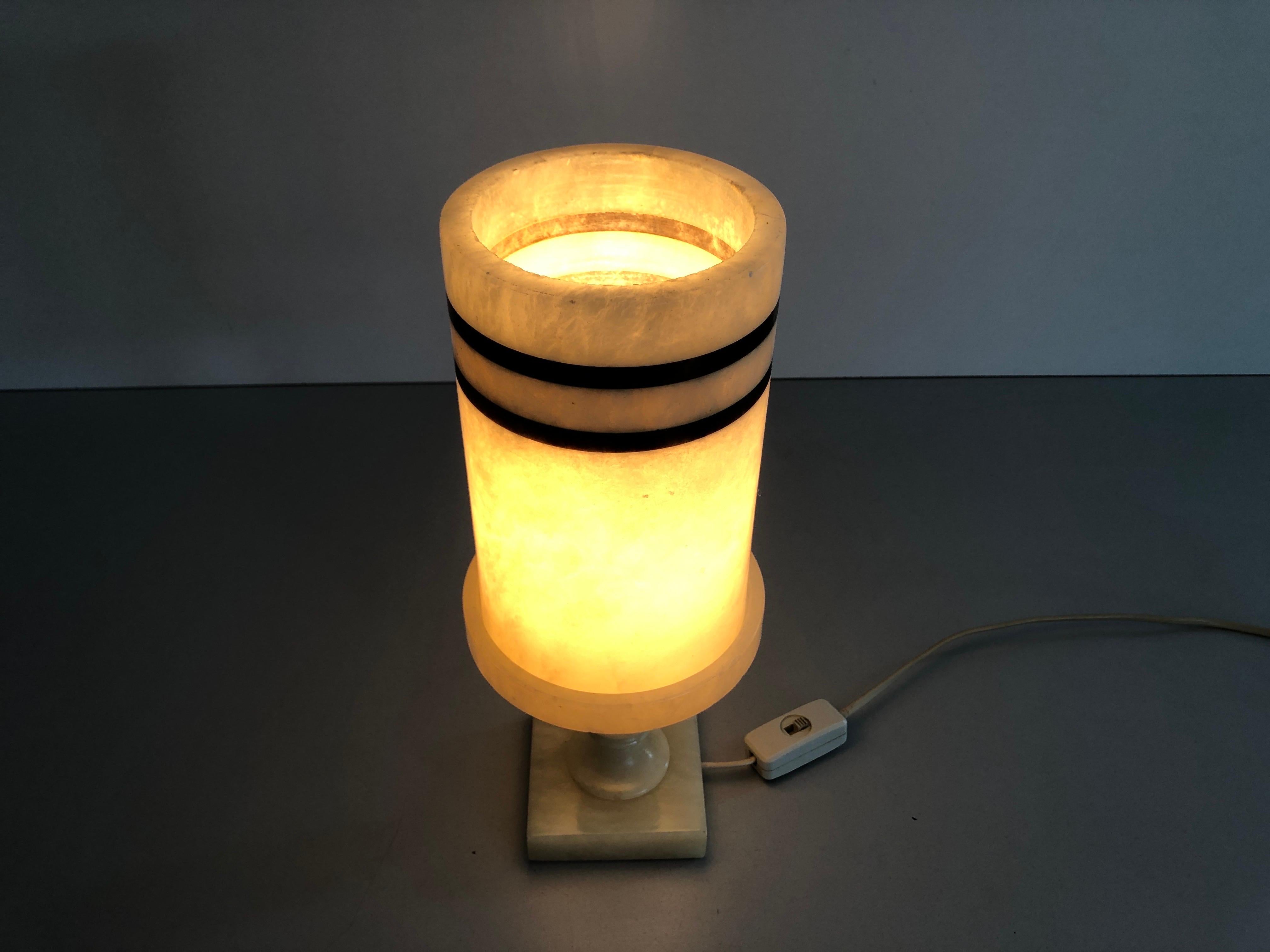 Cylindrical Design Heavy Marble Craft Table Lamp, 1960s, Germany For Sale 4