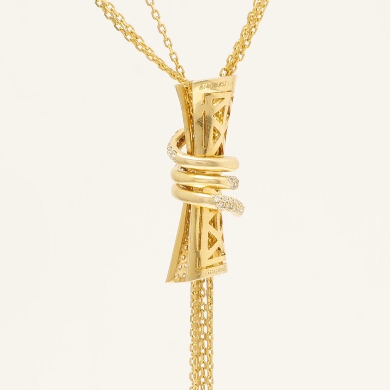Collier en or massif 14k à breloques cylindriques en diamant (certifié) Pour femmes en vente