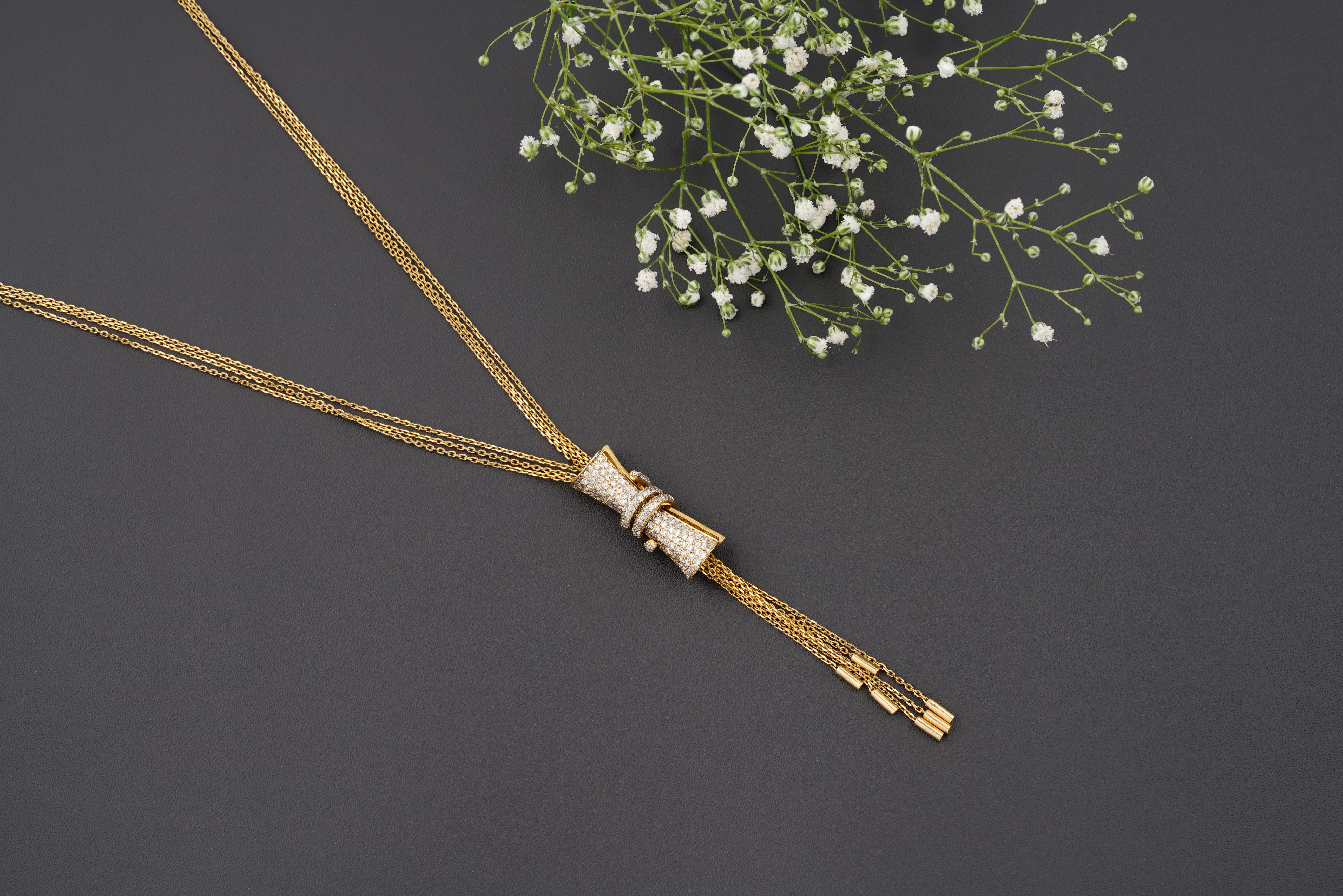 Collier en or massif 14k à breloques cylindriques en diamant (certifié) en vente 2