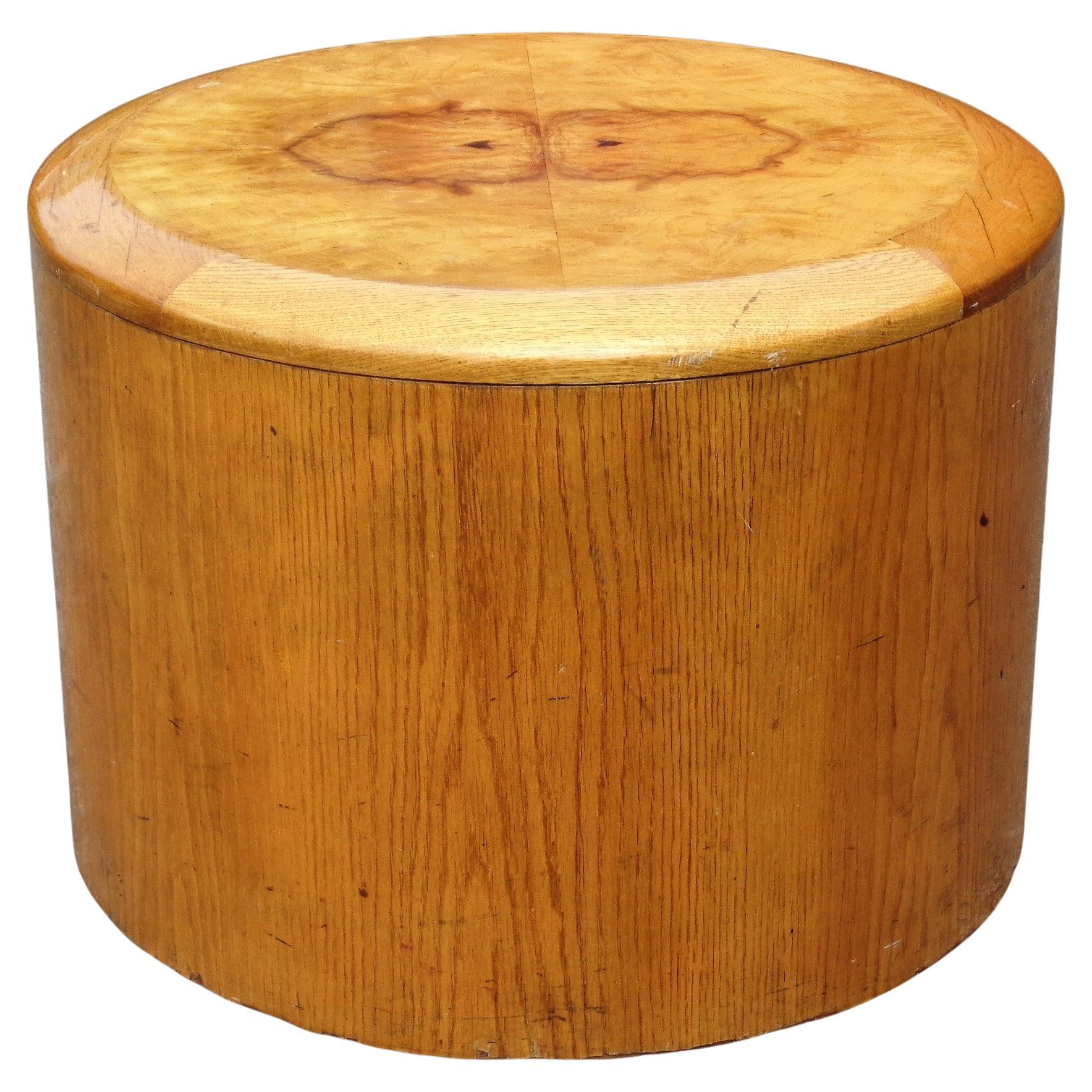  Cylindrical Olive Wood Burl Top Table, Circa 1970's For Sale