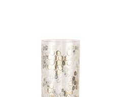 Cylindrical Footed Italian Glass Vase Decorated by Hand with 24-Karat Gold