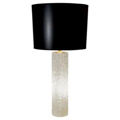 Vintage Cylindrical Glass Table Lamp with Interior Lighting