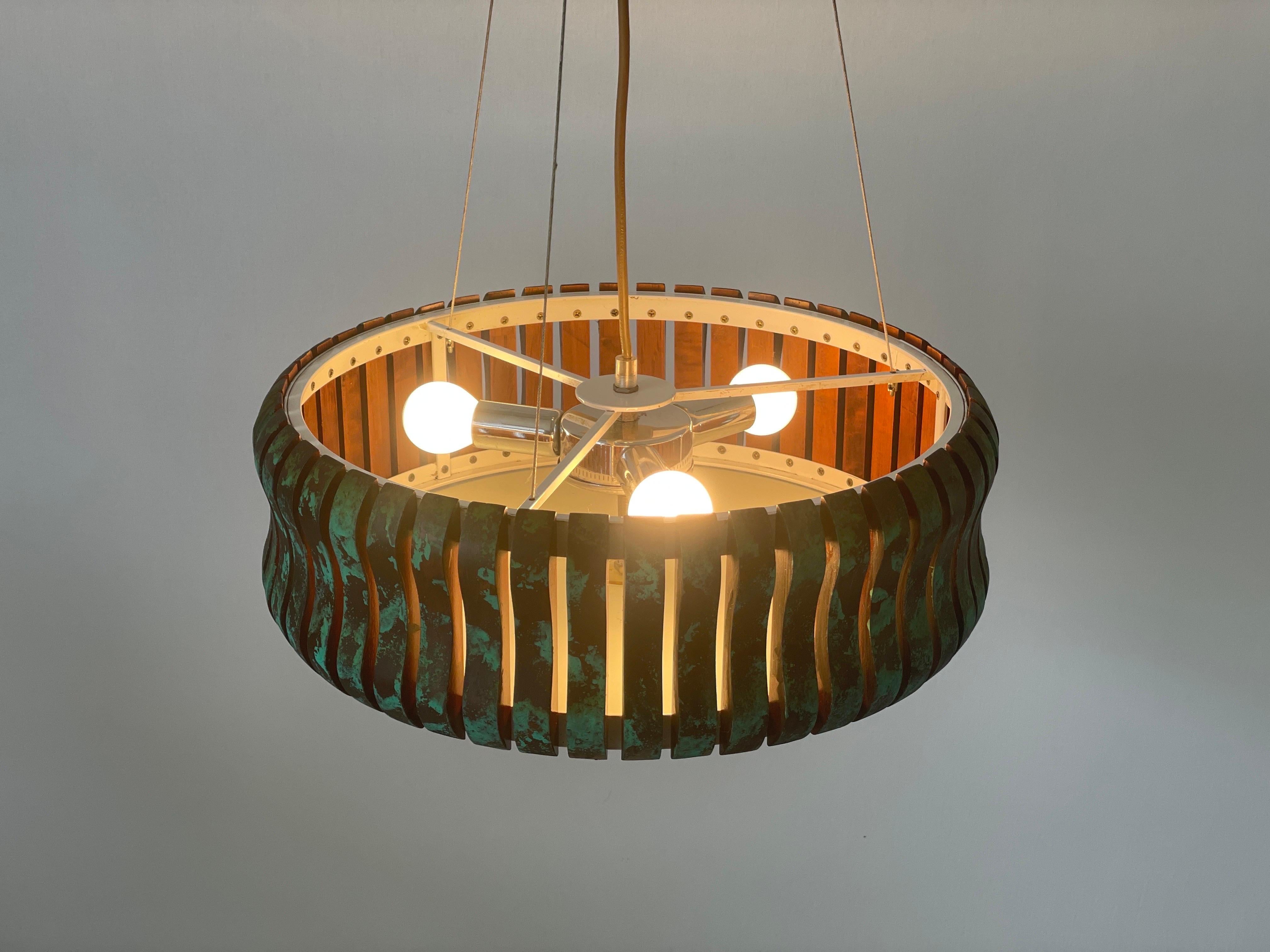 Lampada a sospensione cilindrica a 3 prese in metallo verde e nero, anni '70, Germania in vendita 7