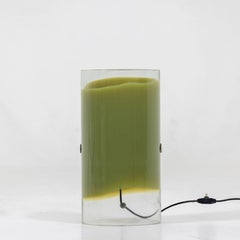 Cylindrical Green Glass Table Lamp attr. to Vistosi, Italy 1970s