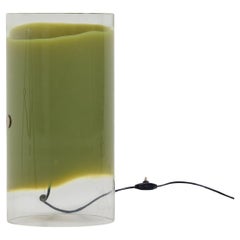 Cylindrical Green Glass Table Lamp attr. to Vistosi, Italy 1970s