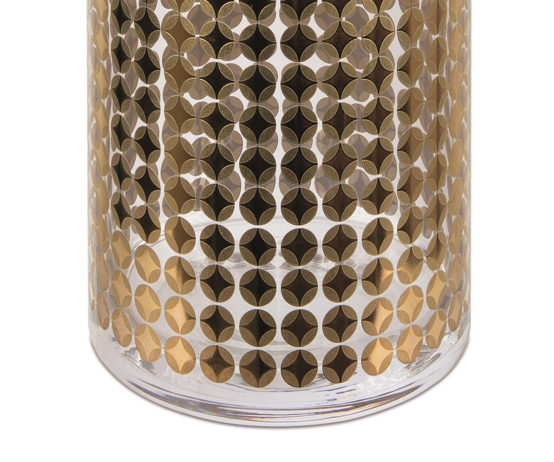 Other Cylindrical Handmade Decorated with 24-Karat Gold Italian Glass Vase For Sale