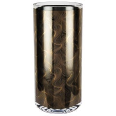 Cylindrical Hand Silk Screen Printed Italian Glass Vase by Karim Rashid