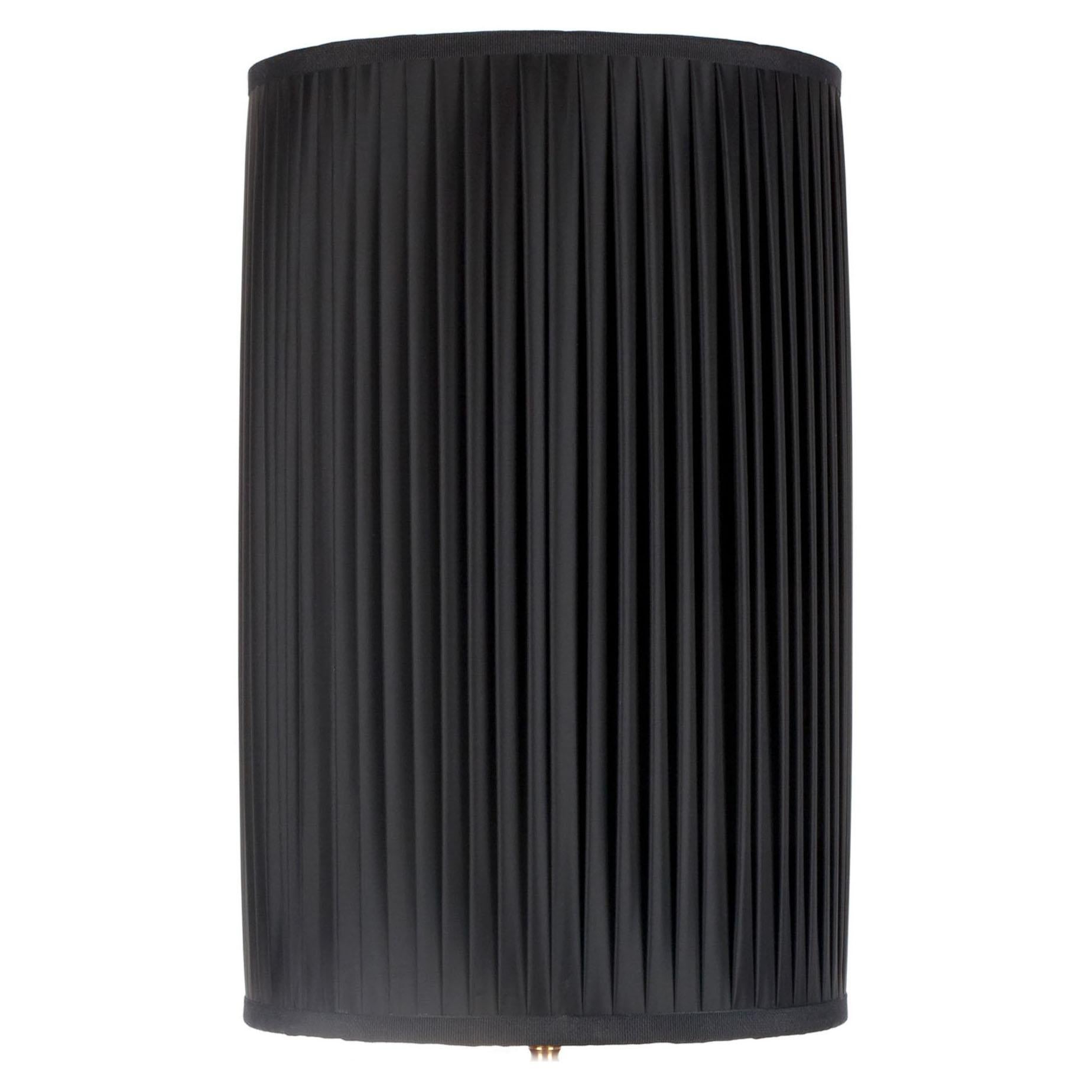 Cylindrical Handmade Black Pleated Silk Lampshade For Sale