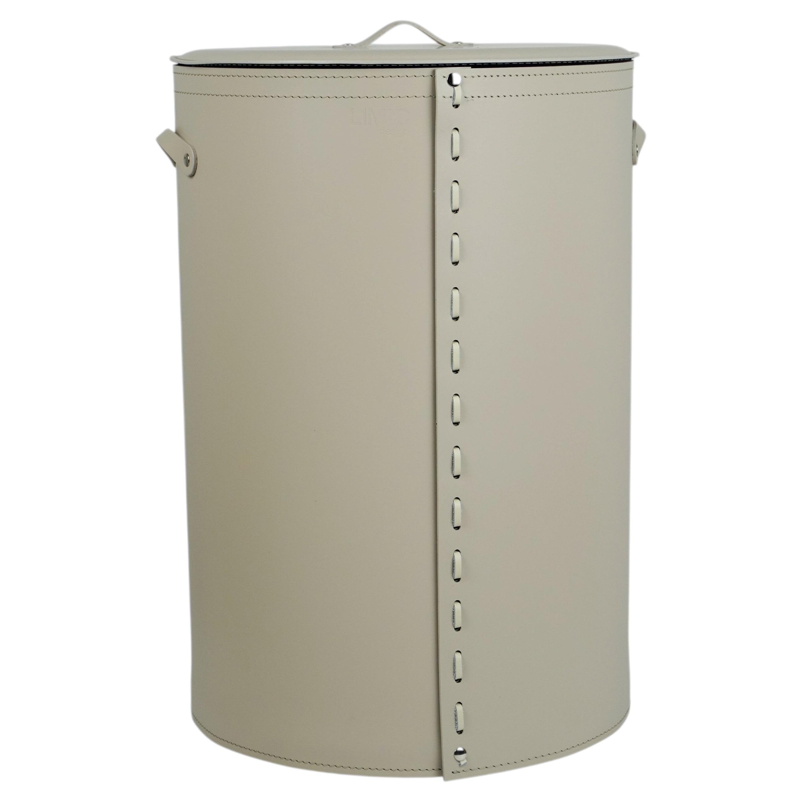 Cylindrical laundry basket in regenerated leather ROBY Standard