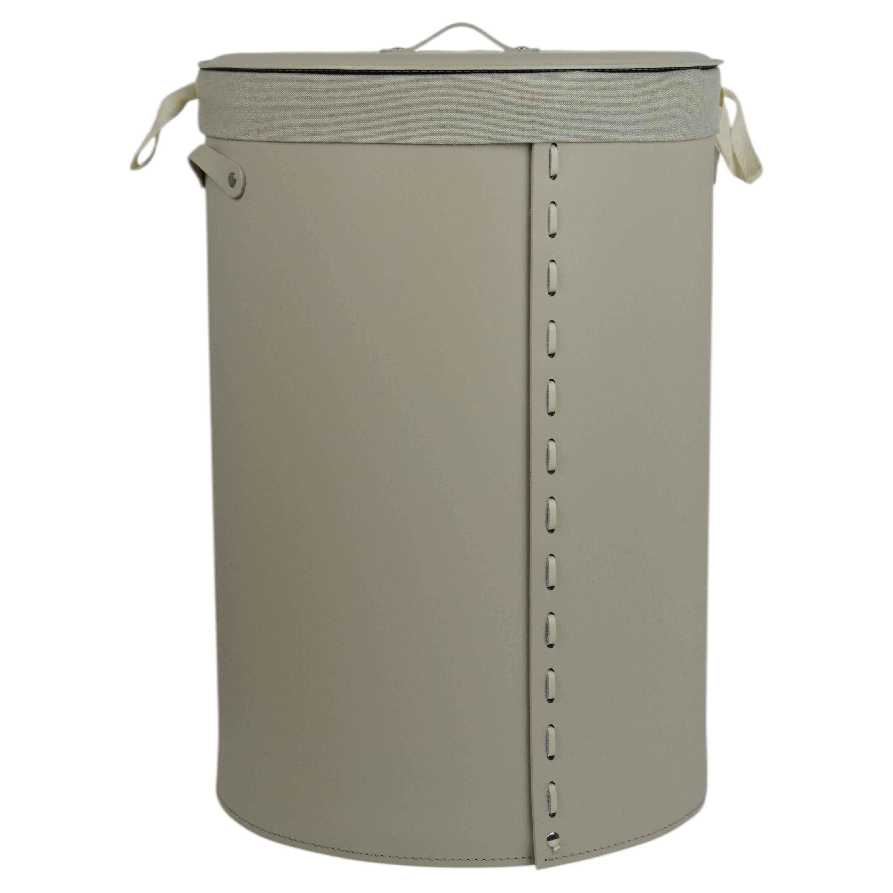 Cylindrical laundry basket ROBY Deluxe Cotton Bag - Regenerated Leather