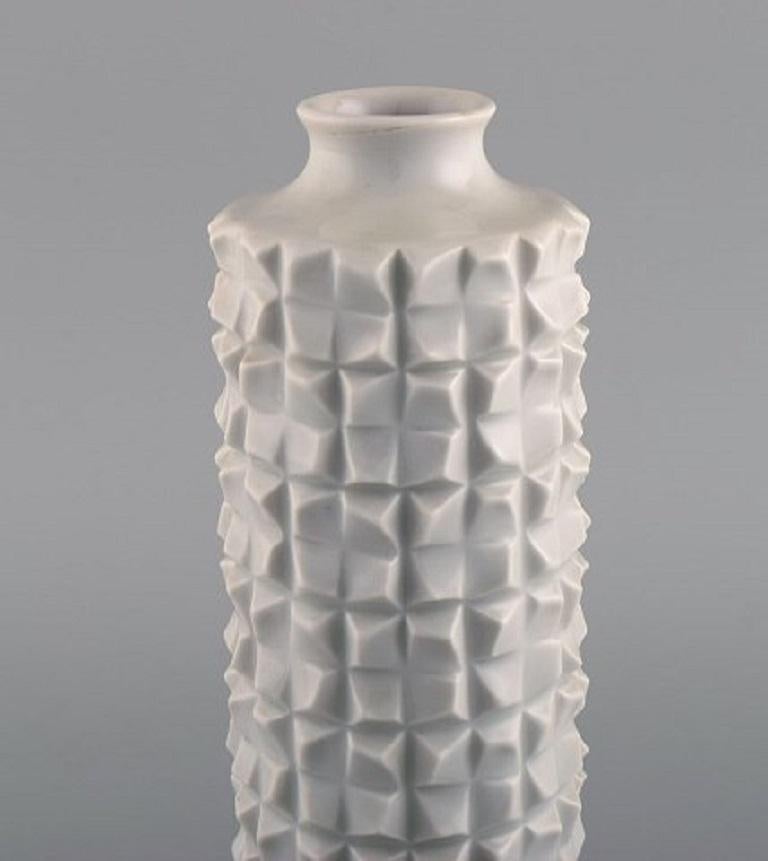 Modern Cylindrical Meissen Blanc De Chine Vase, 1960s