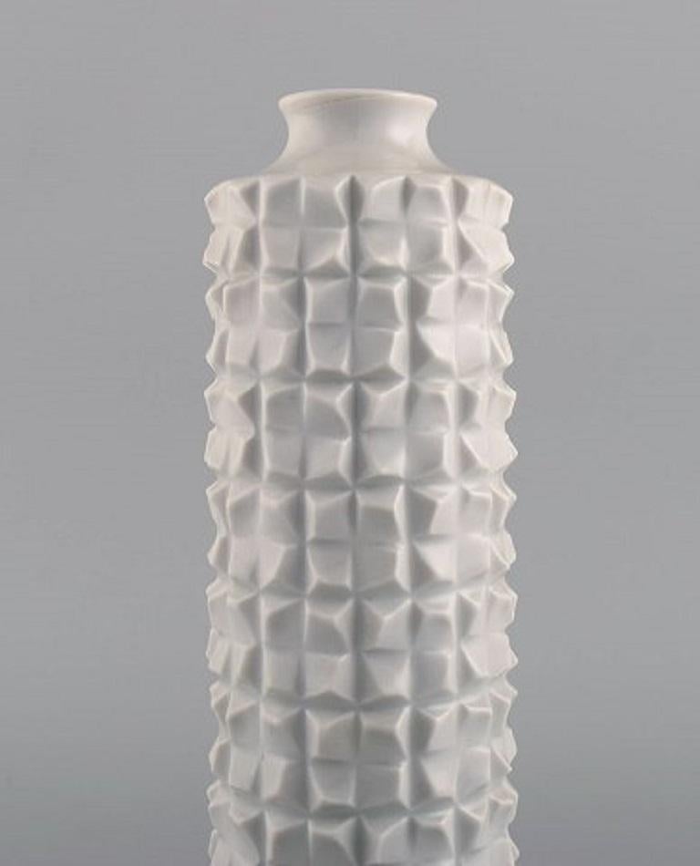 German Cylindrical Meissen Blanc De Chine Vase, 1960s