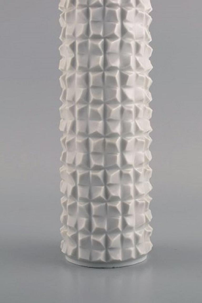 Cylindrical Meissen Blanc De Chine Vase, 1960s In Excellent Condition In Copenhagen, DK