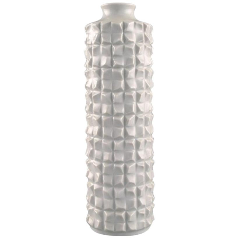 Cylindrical Meissen Blanc De Chine Vase, 1960s
