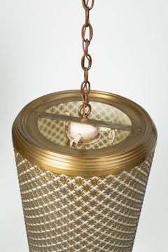 Cylindrical Metal Grated Pendant Light Fixture by Feldman Company