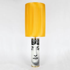 Cylindrical Metal Lamp Base Viso Black/White, Iconical Fornasetti Face Decor